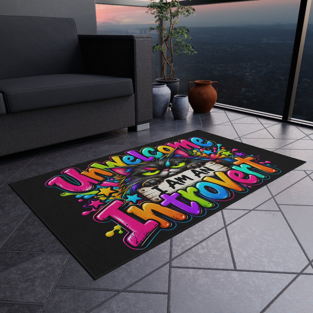 Unwelcome — I Am An Introvert Outdoor Rug