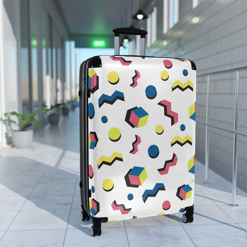 Memphis Retro Pattern Suitcase — 80s Geometric Carry-On