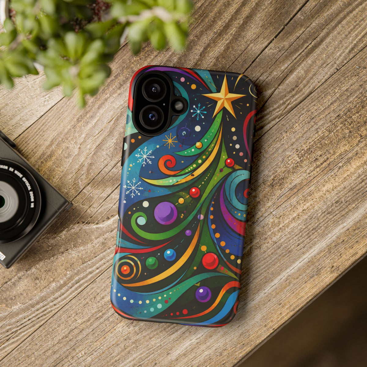 Colorful Swirl Christmas Tree Tough Phone Case