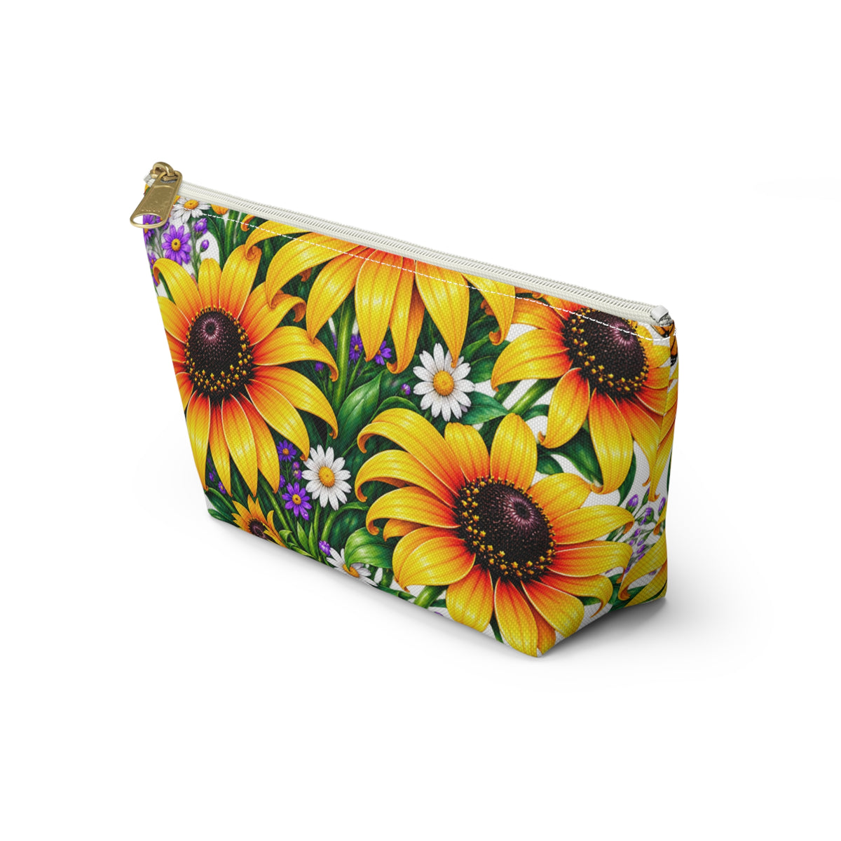 Sunflower Floral Accessory Pouch — Bright Botanical Makeup & Travel Bag