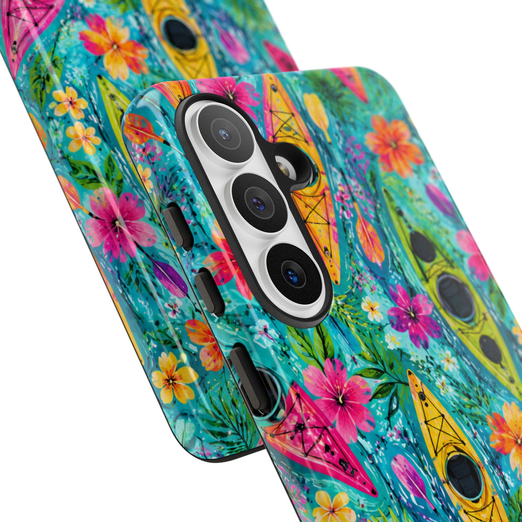 Tropical Kayak Phone Case – Colorful Floral Waterproof Pattern