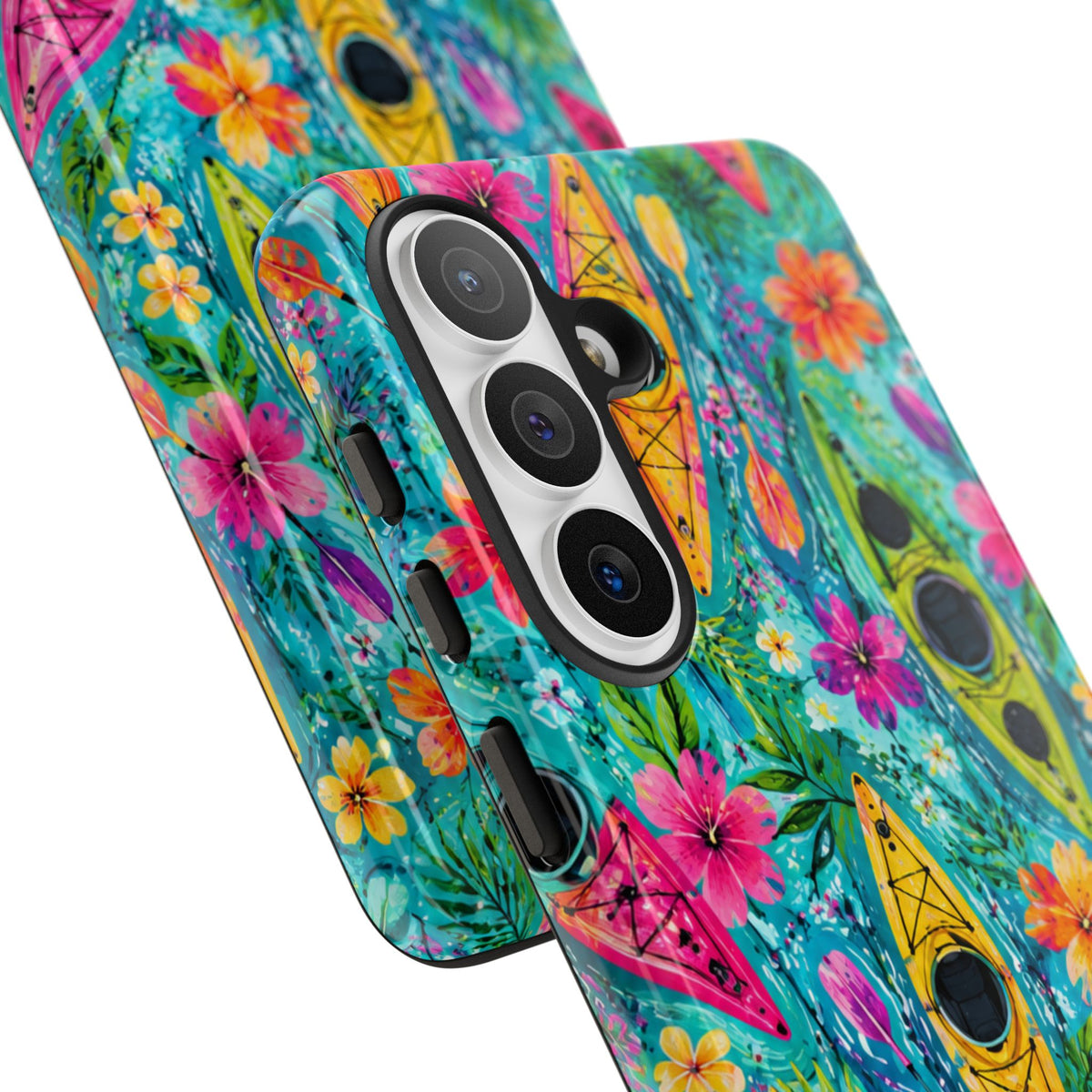 Tropical Kayak Phone Case – Colorful Floral Waterproof Pattern