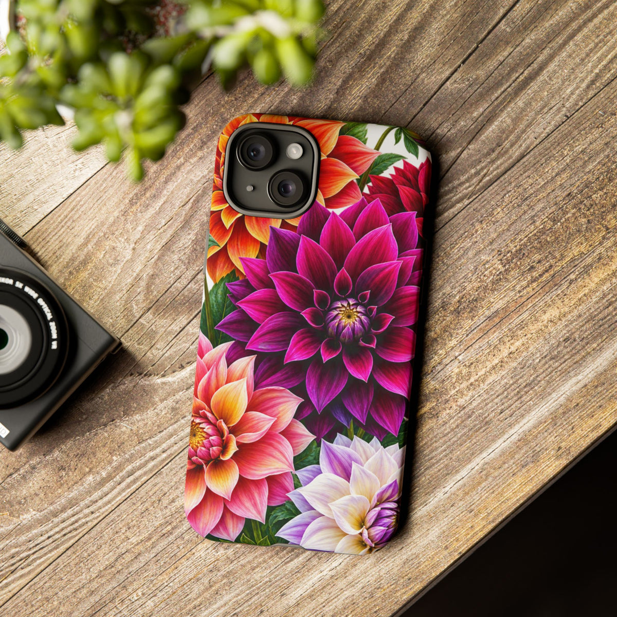Floral Dahlia Tough Phone Case — Vibrant Protective Floral Phone Cover