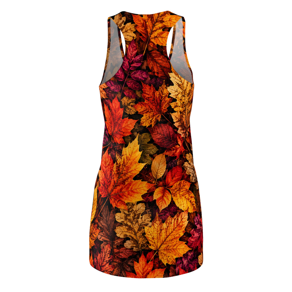 Autumn Leaves Racerback Dress – Fall Foliage All-Over Print
