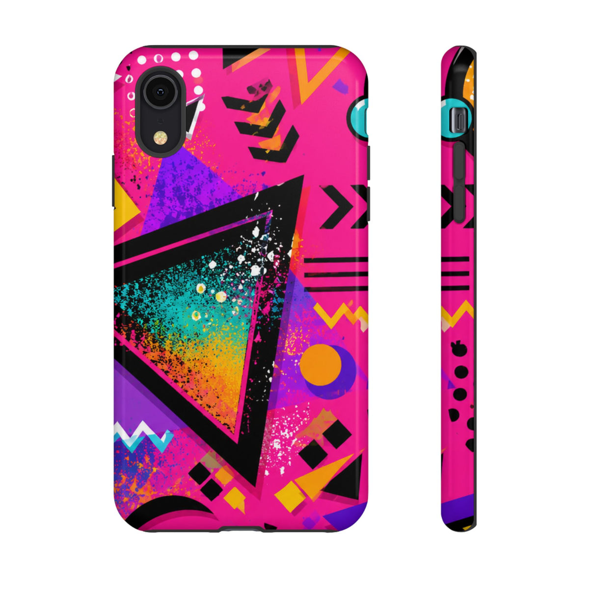 Retro 80s Geometric Phone Case — Neon Triangle Tough Case