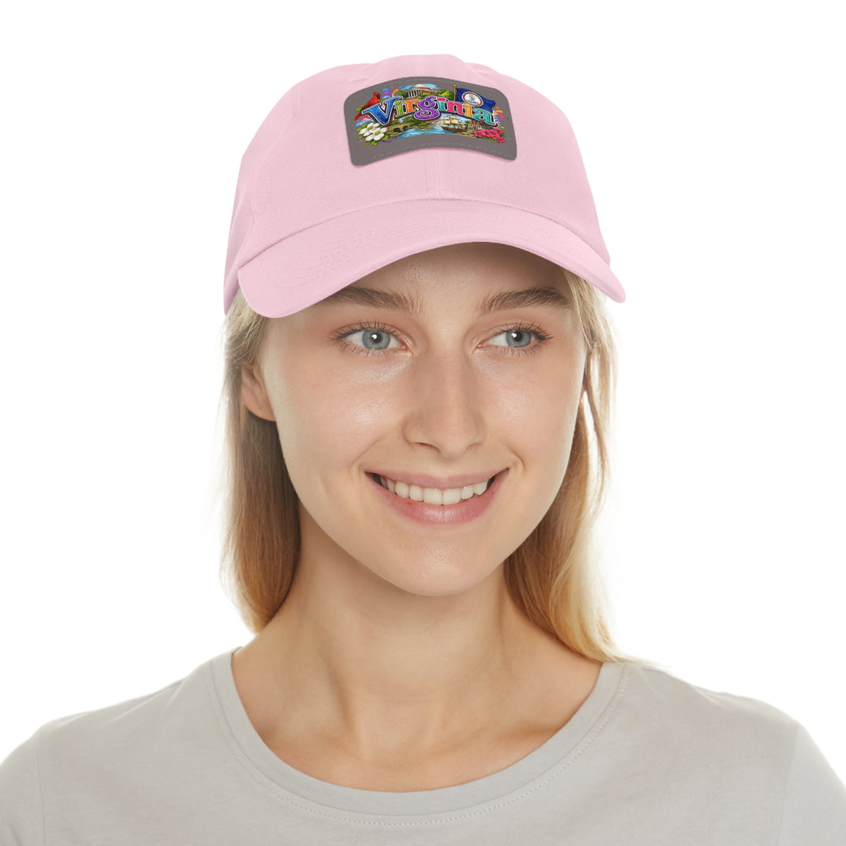 Virginia Postcard Patch Dad Hat | Leather Rectangle State Patch