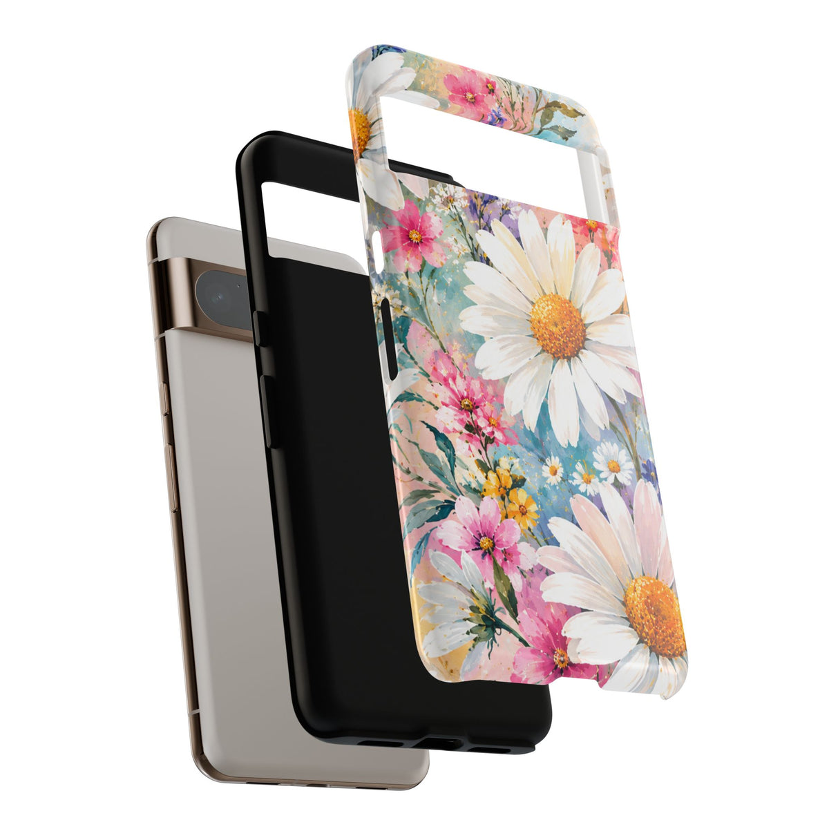 Floral Daisy Phone Case — Watercolor Daisies Protective Tough Case
