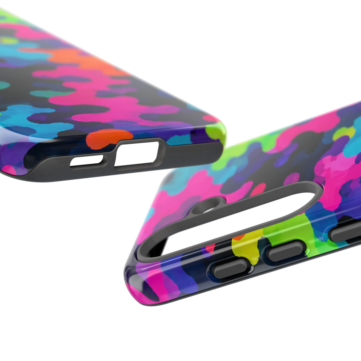 Neon Camo Tough Phone Case — Bright Rainbow Protective iPhone Cover