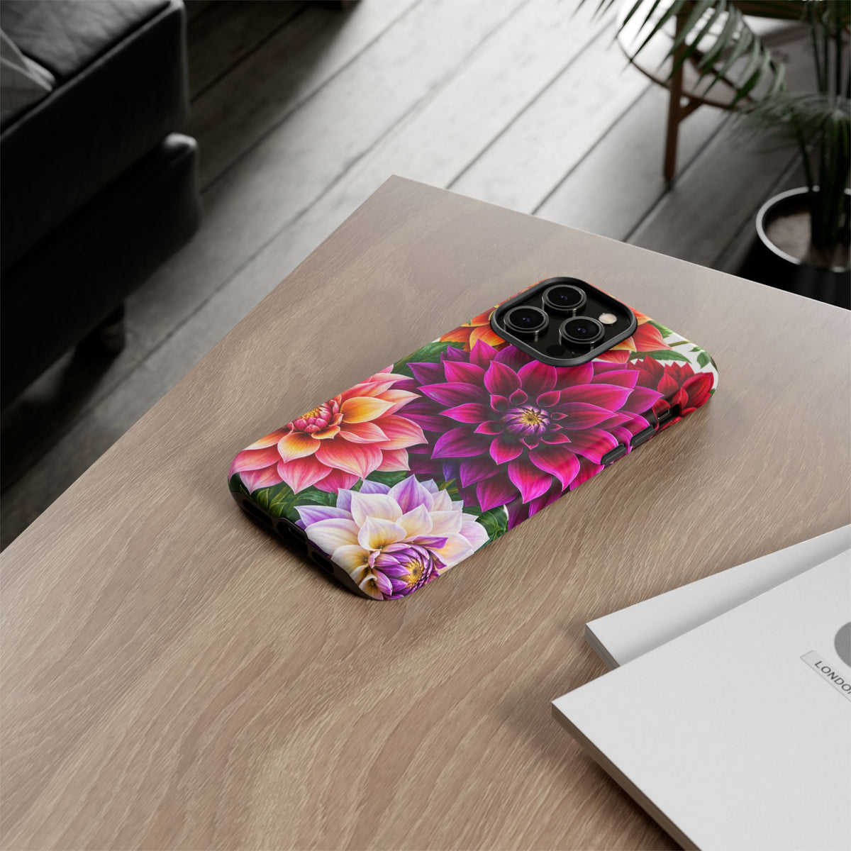 Floral Dahlia Tough Phone Case — Vibrant Protective Floral Phone Cover