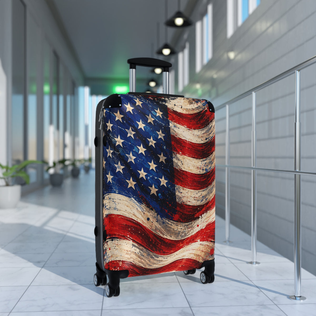 American Flag Carry-On Suitcase — Vintage USA Patriotic Luggage
