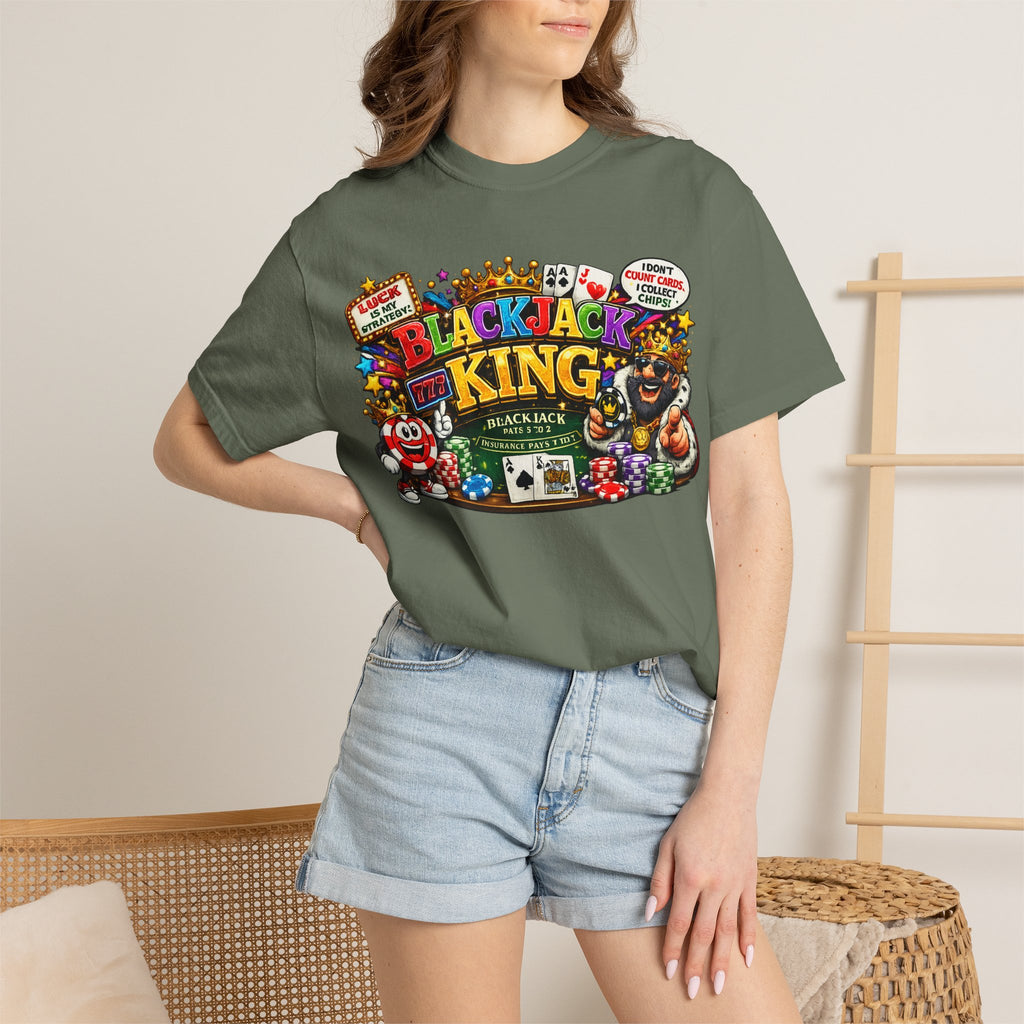 Blackjack King graphic T-shirt | Casino Playing Cards, Chips Design