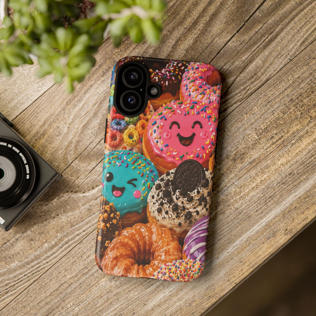 Donut Smile Tough Phone Case — Cute Colorful Desserts Protective Cover