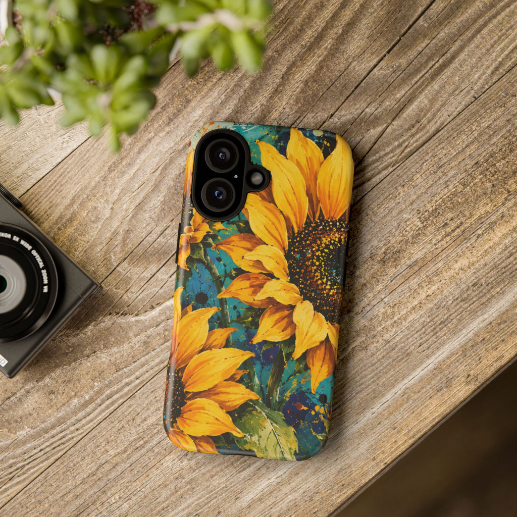 Sunflower Art Phone Case — Vibrant Yellow Floral Tough Case