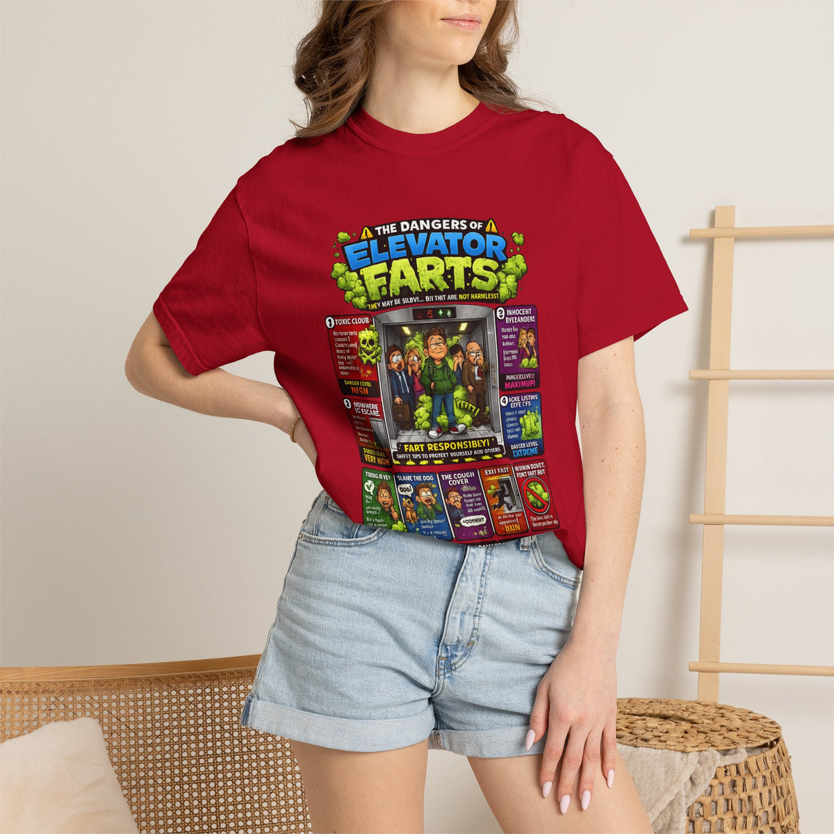 Elevator Farts chart T-shirt | Funny Bathroom Humor Tee