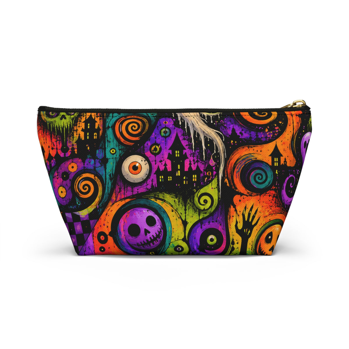 Neon Spooky Halloween Faces Accessory Pouch