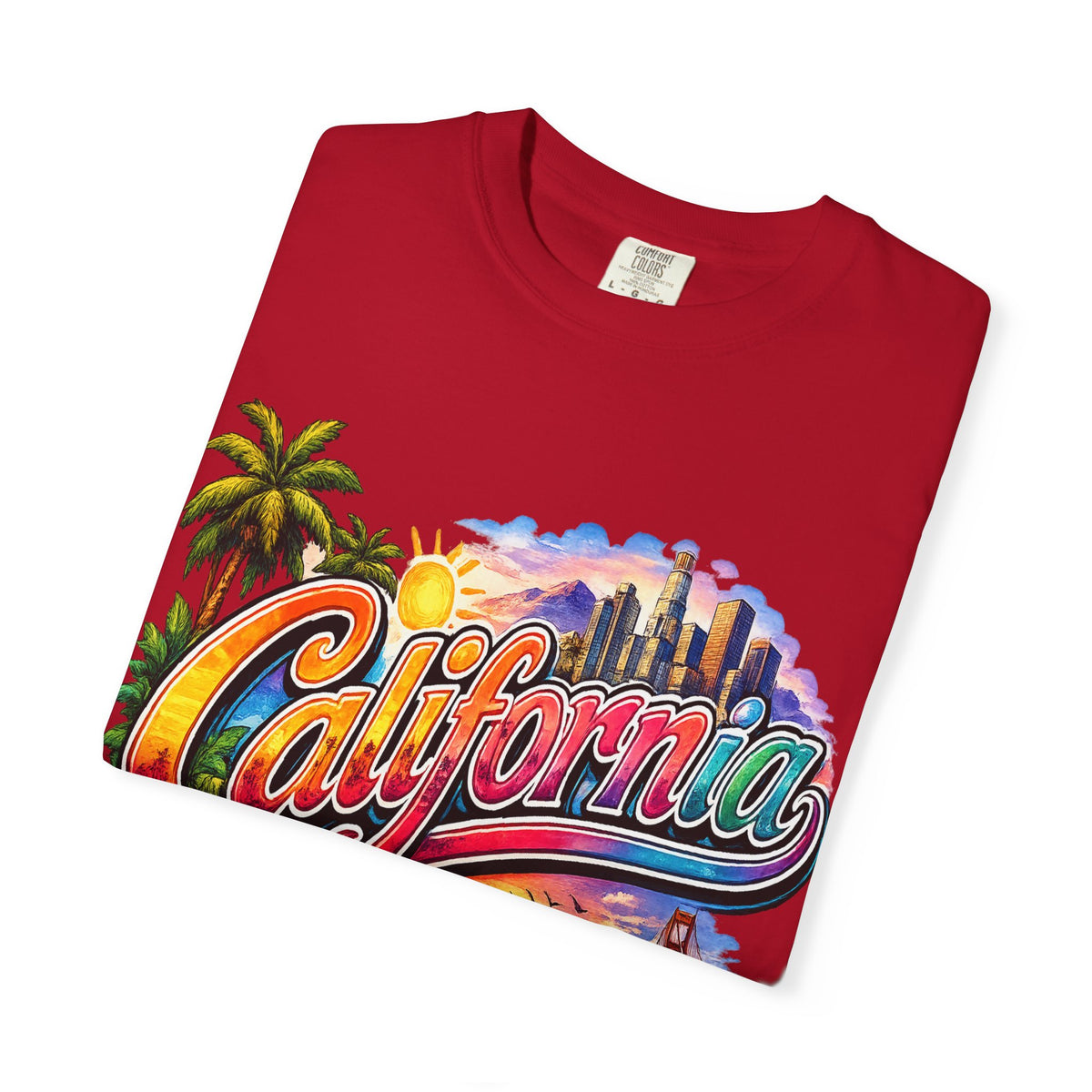 California Sunset Scenic T-shirt | Golden Gate Palm Beach Hibiscus