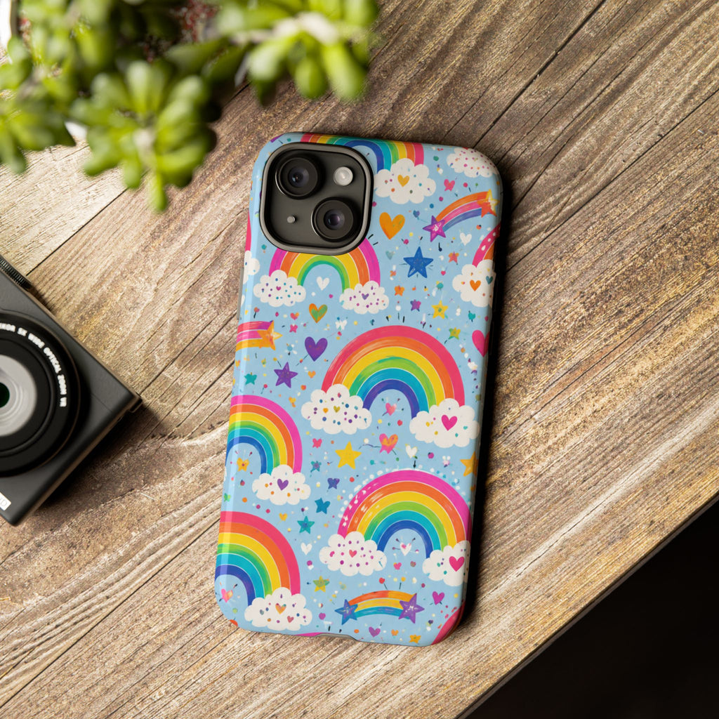 Rainbow Clouds Phone Case — Cute Pastel Rainbow Pattern Tough Case