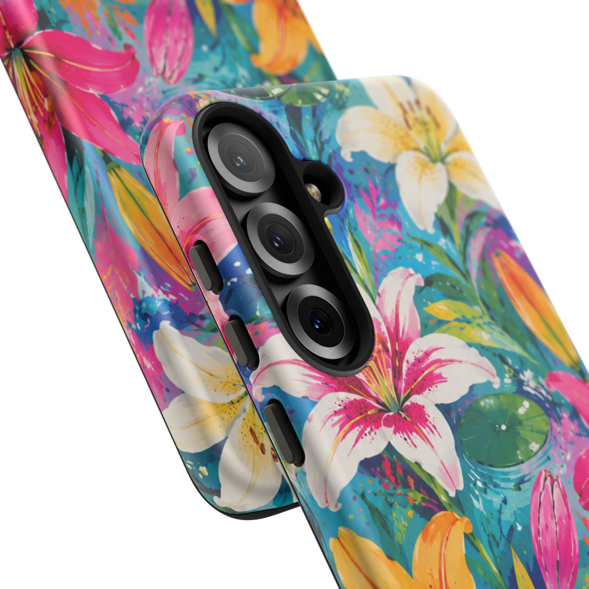 Floral Lily Tough Phone Case — Colorful Tropical Flower Protective Cover