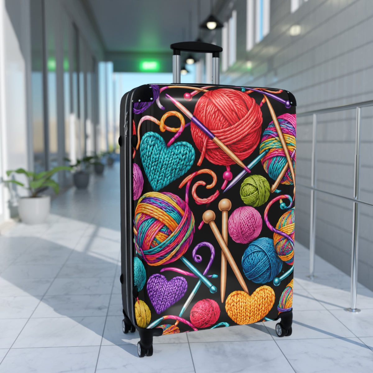 Knitting Hearts Suitcase – Colorful Yarn & Needles Carry-On