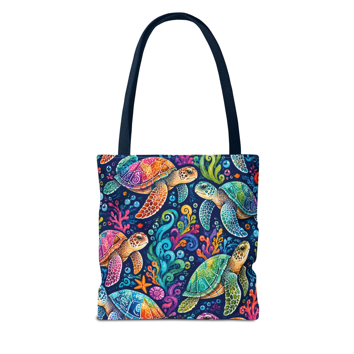 Colorful Sea Turtles Tote Bag — Vibrant Ocean Art Beach Tote