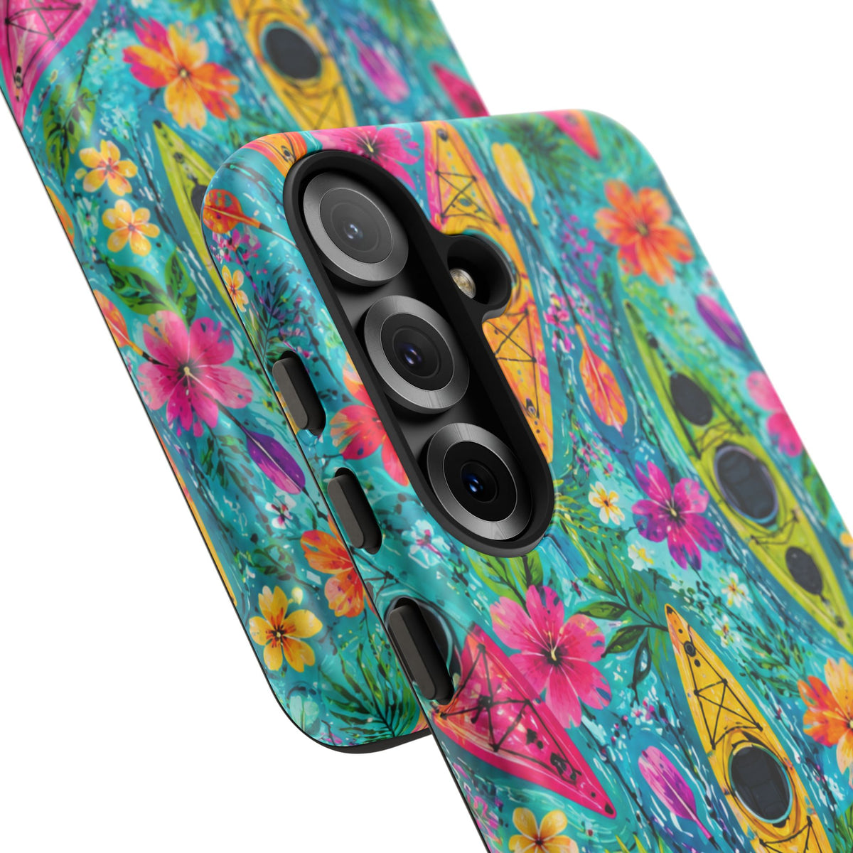 Tropical Kayak Phone Case – Colorful Floral Waterproof Pattern