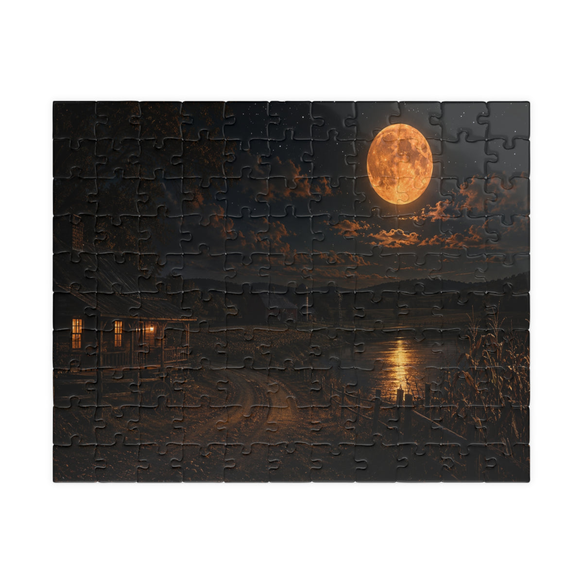Moonlit Harbor Jigsaw Puzzle — Scenic Night Ocean Puzzle (110/252/520/1014 pcs)