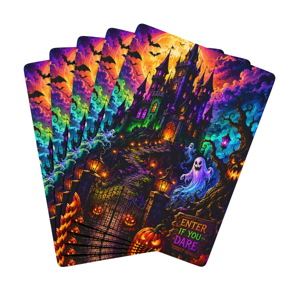 Halloween Haunted Castle Poker Playing Cards — 'Enter If You Dare' Design