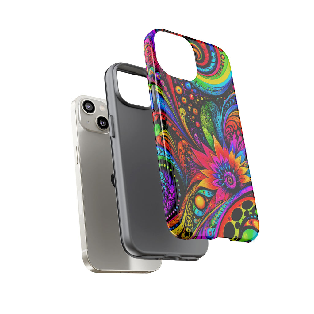 Psychedelic Floral Phone Case — Vibrant Swirl Tough Protective Cover