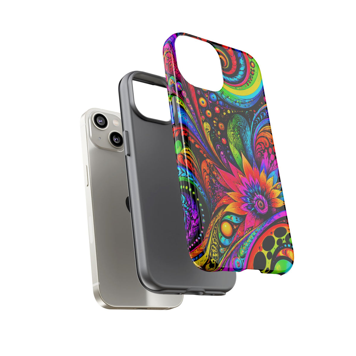 Psychedelic Floral Phone Case — Vibrant Swirl Tough Protective Cover