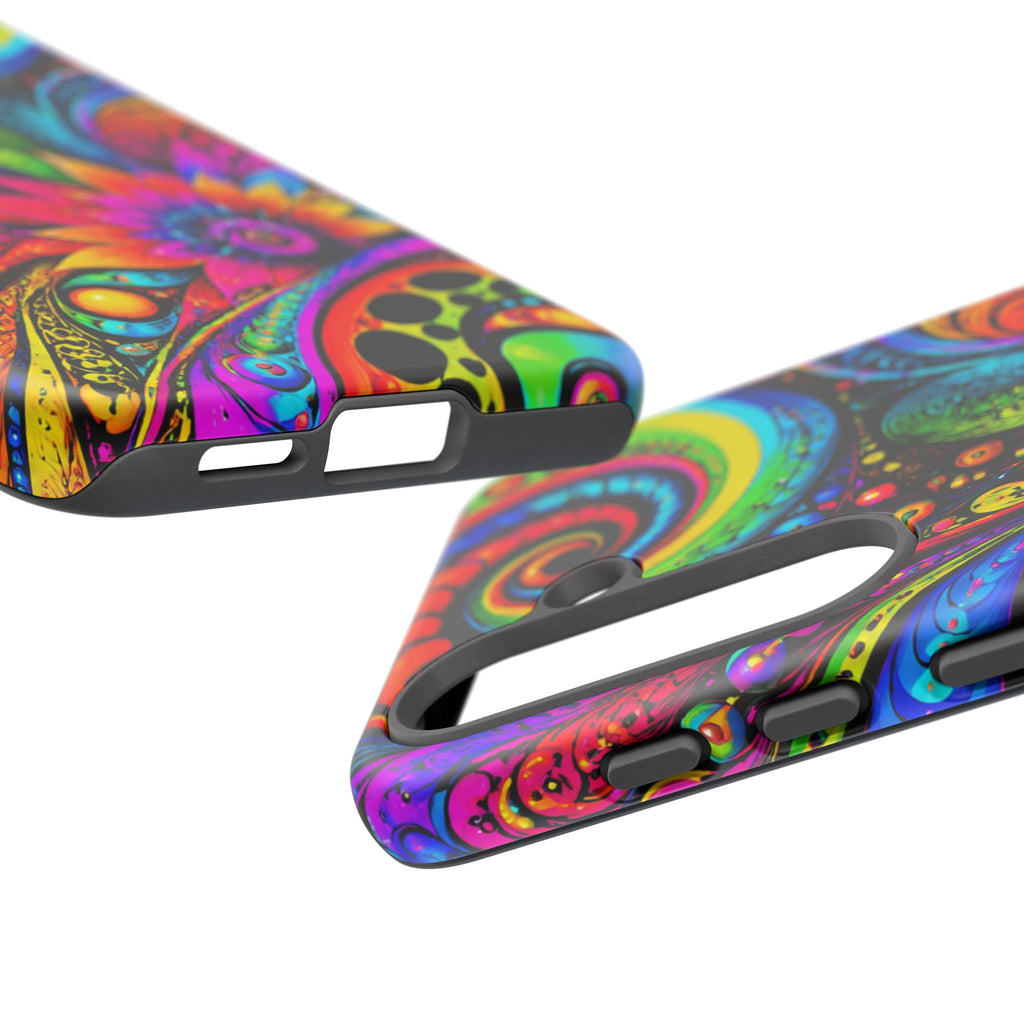 Psychedelic Floral Phone Case — Vibrant Swirl Tough Protective Cover