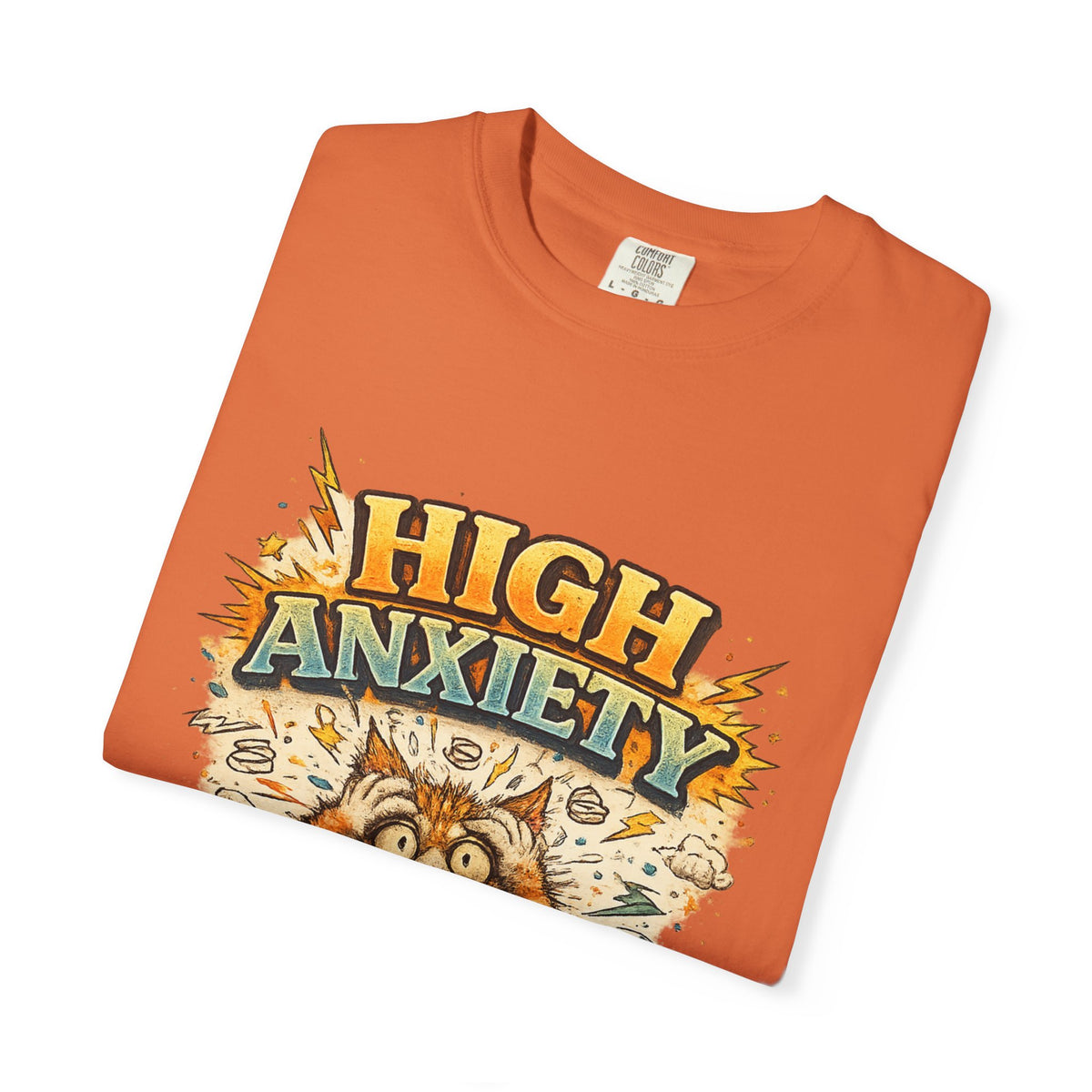 High Anxiety Cat Illustration T-shirt | Nervous Kitty Graphic Tee