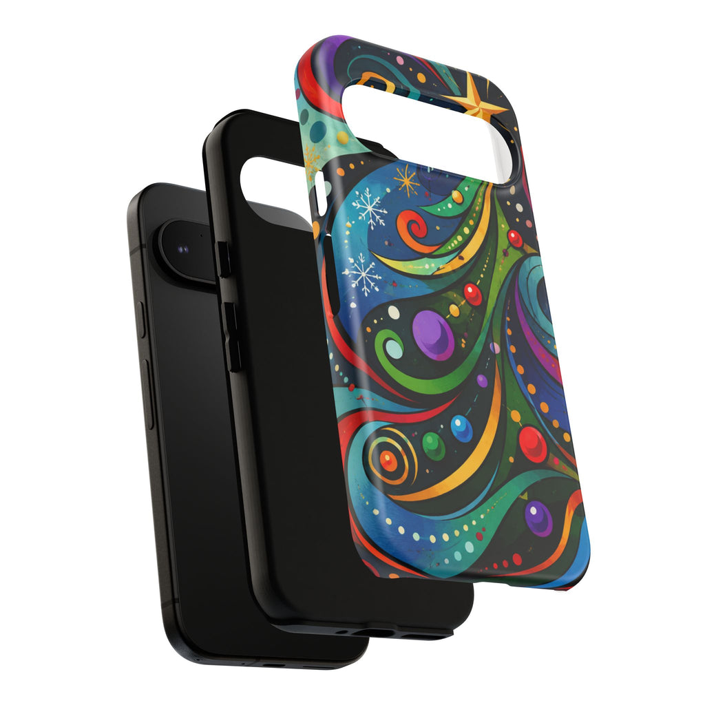 Colorful Swirl Christmas Tree Tough Phone Case