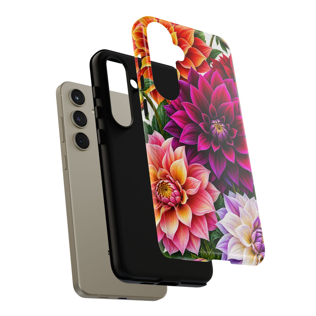 Floral Dahlia Tough Phone Case — Vibrant Protective Floral Phone Cover