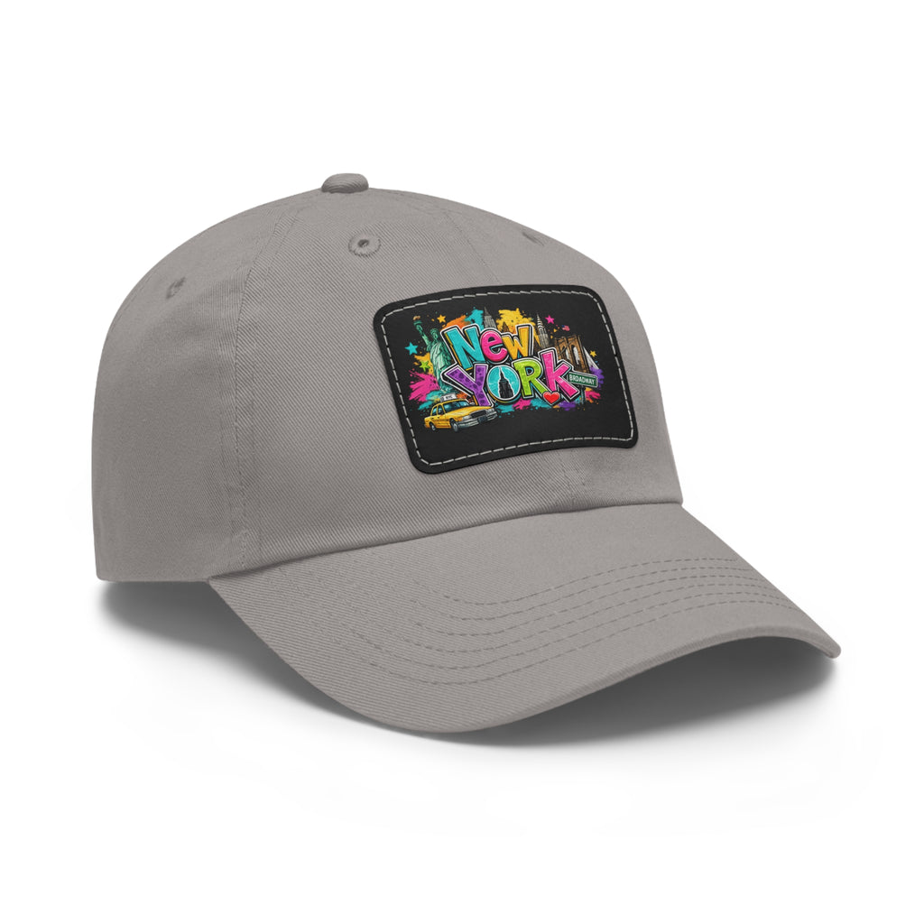New York Graffiti Leather Patch Dad Hat | City Skyline