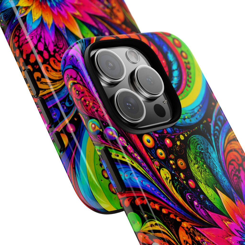 Psychedelic Floral Phone Case — Vibrant Swirl Tough Protective Cover