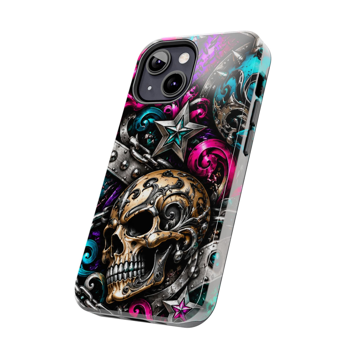 Skull & Stars Tough Phone Case | Colorful Gothic Skull Phone Case