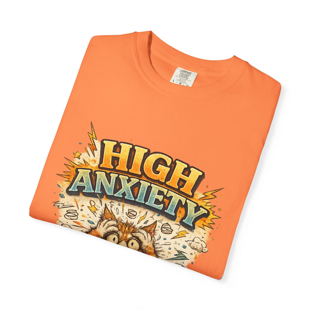 High Anxiety Cat Illustration T-shirt | Nervous Kitty Graphic Tee
