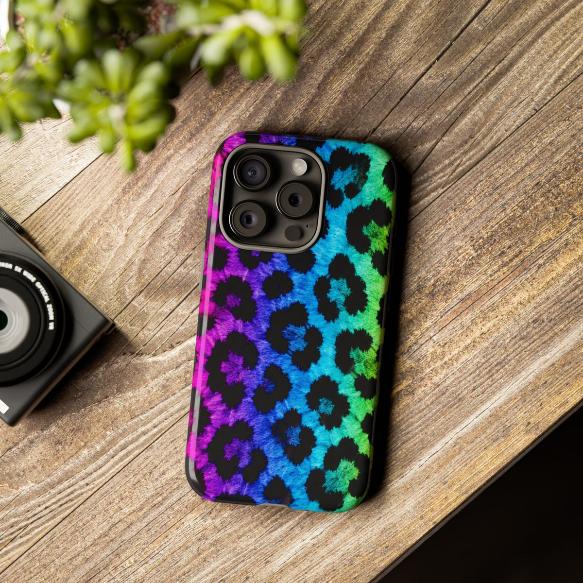 Neon Rainbow Leopard Tough Case – Colorful Animal Print Phone Cover