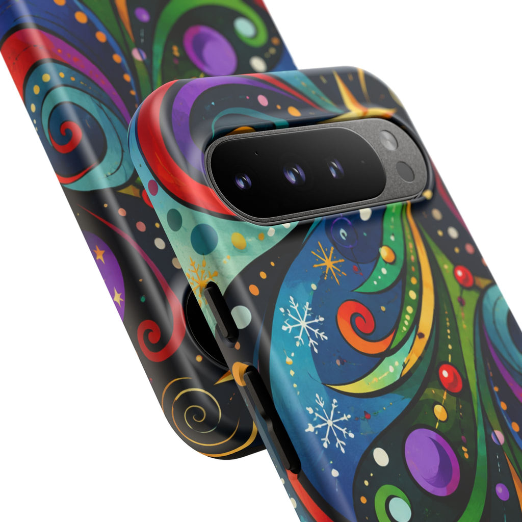 Colorful Swirl Christmas Tree Tough Phone Case