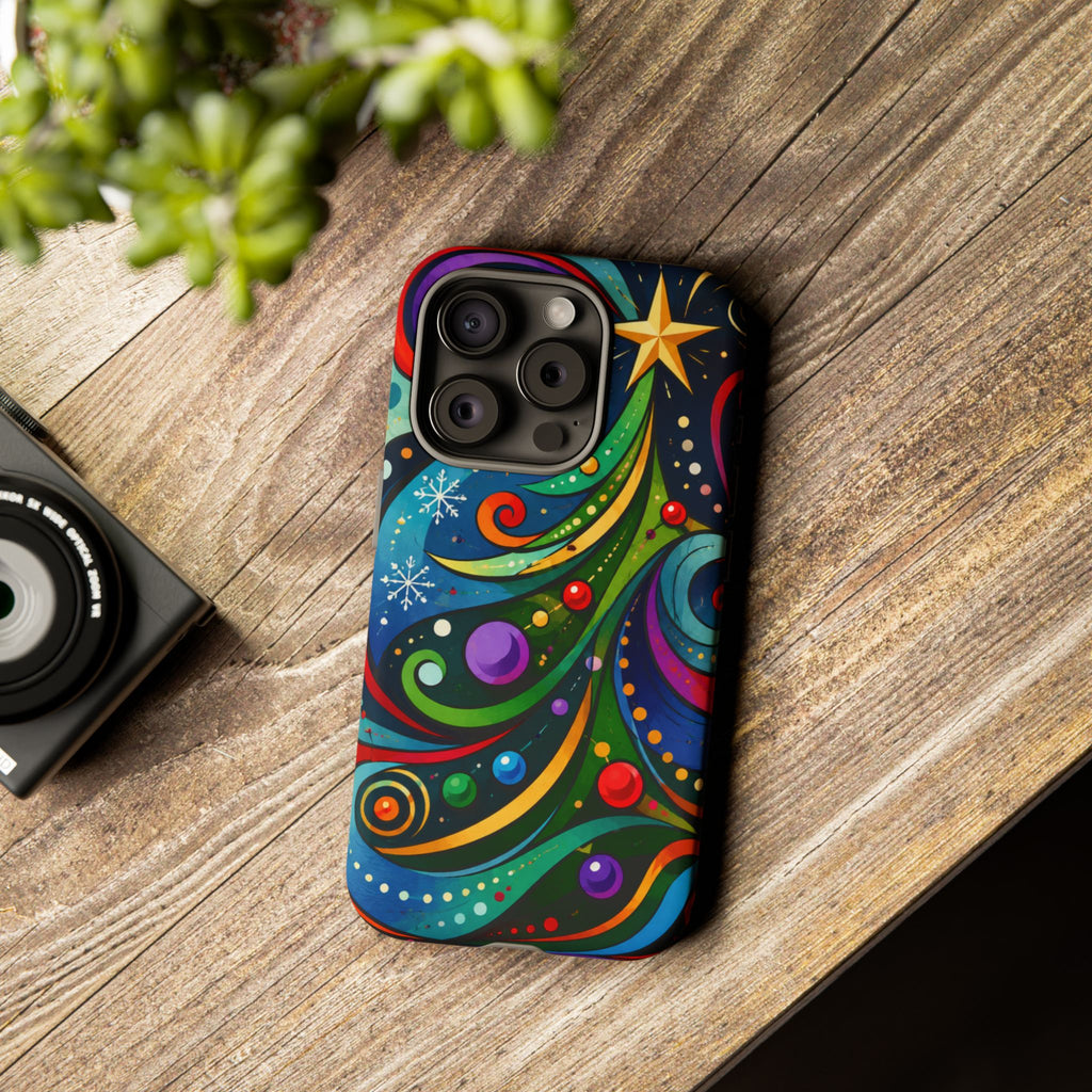 Colorful Swirl Christmas Tree Tough Phone Case