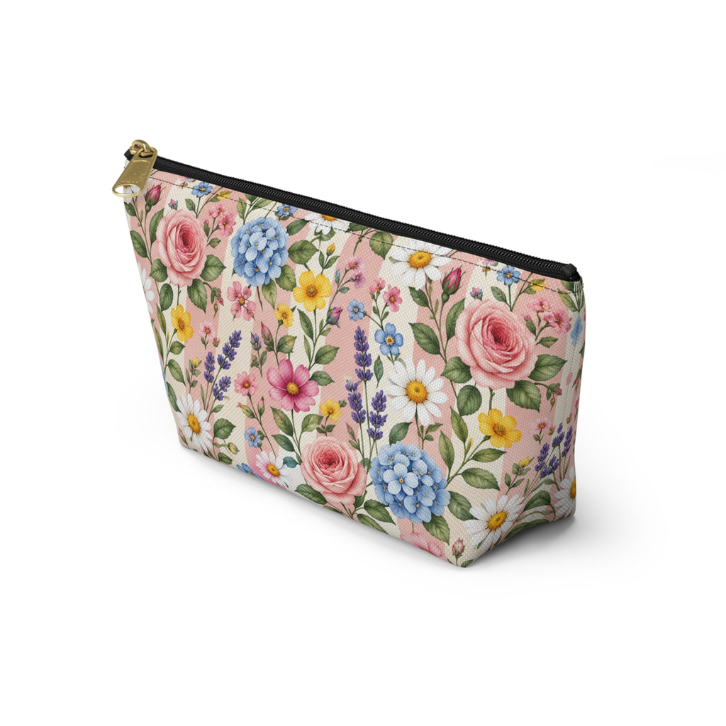 Floral Garden Accessory Pouch — Pink Wildflower Makeup Bag