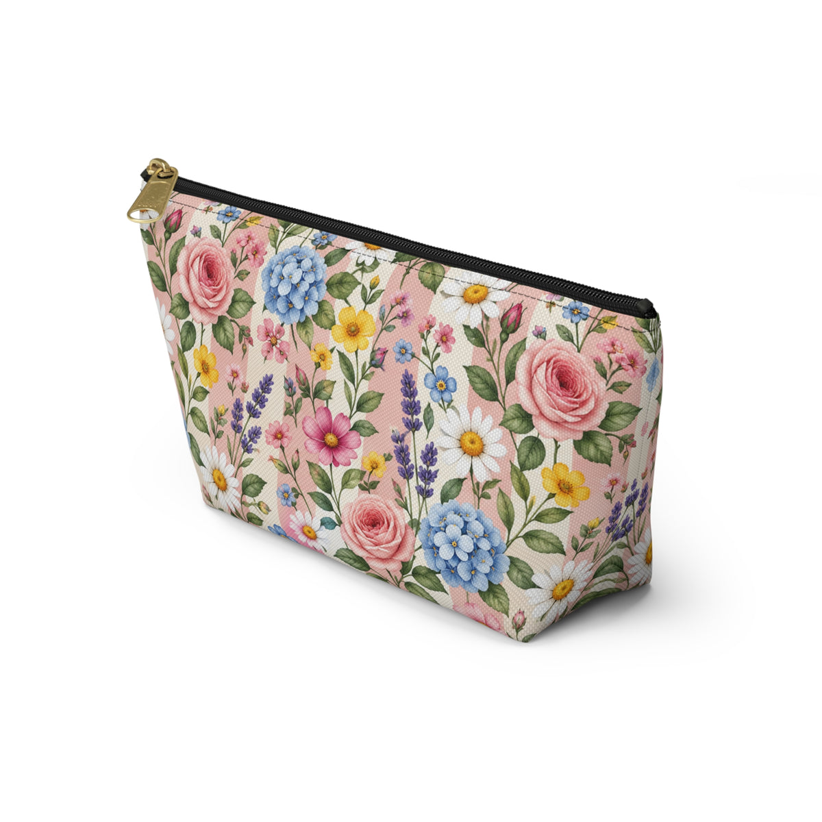 Floral Garden Accessory Pouch — Pink Wildflower Makeup Bag