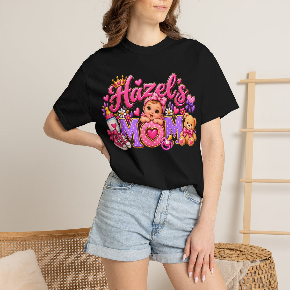 Hazel's Mom T-Shirt — Cute Baby & Teddy Graphic Mother's Day Tee