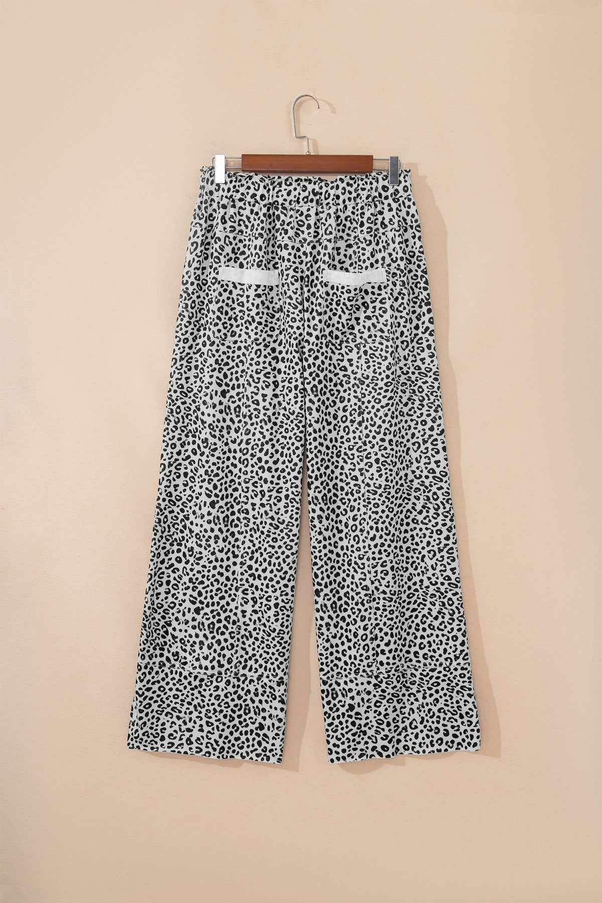 Leopard Terry Knit Wide Leg Pants