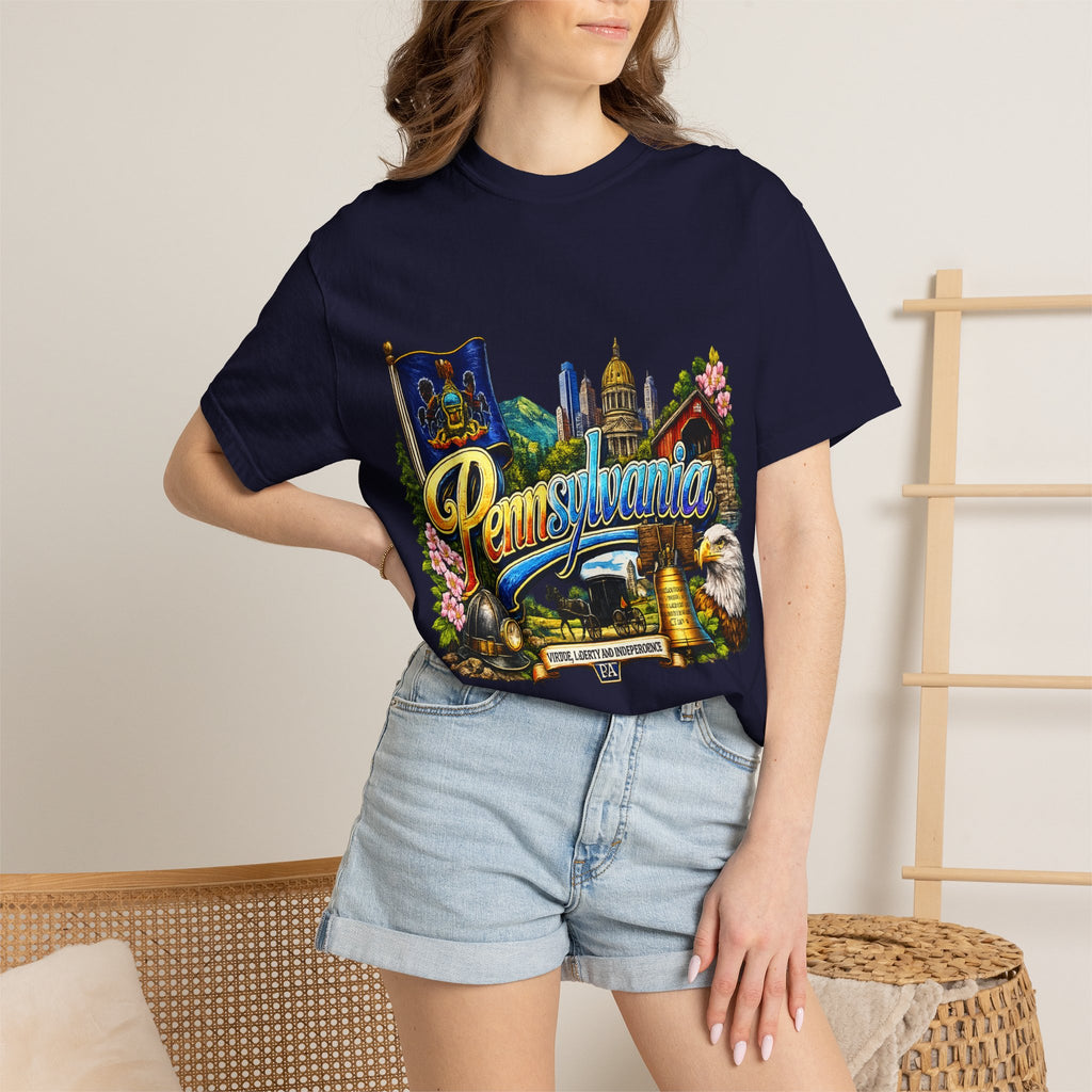 Pennsylvania Vintage Postcard T-Shirt | State Skyline Tee