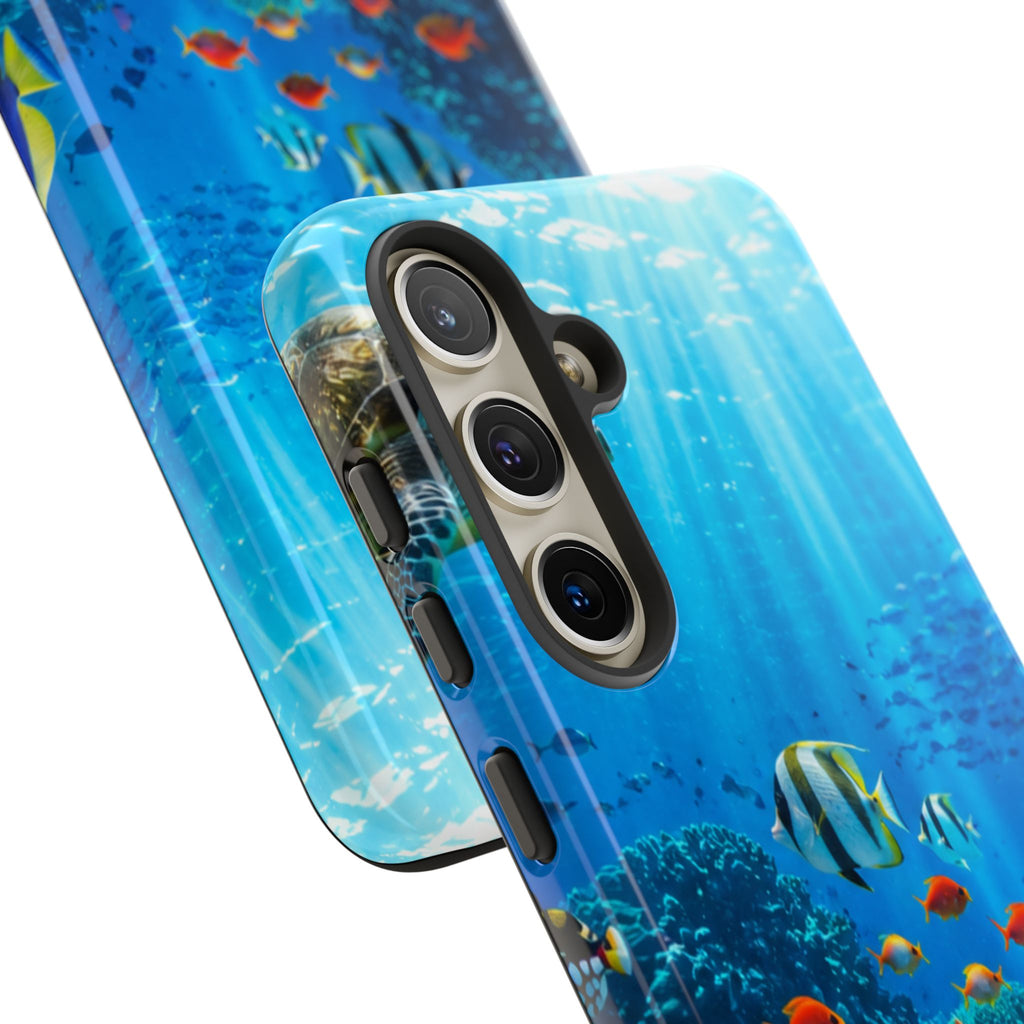 Underwater Ocean Life Tough Phone Case — Coral Reef & Sea Turtle Protective Cover