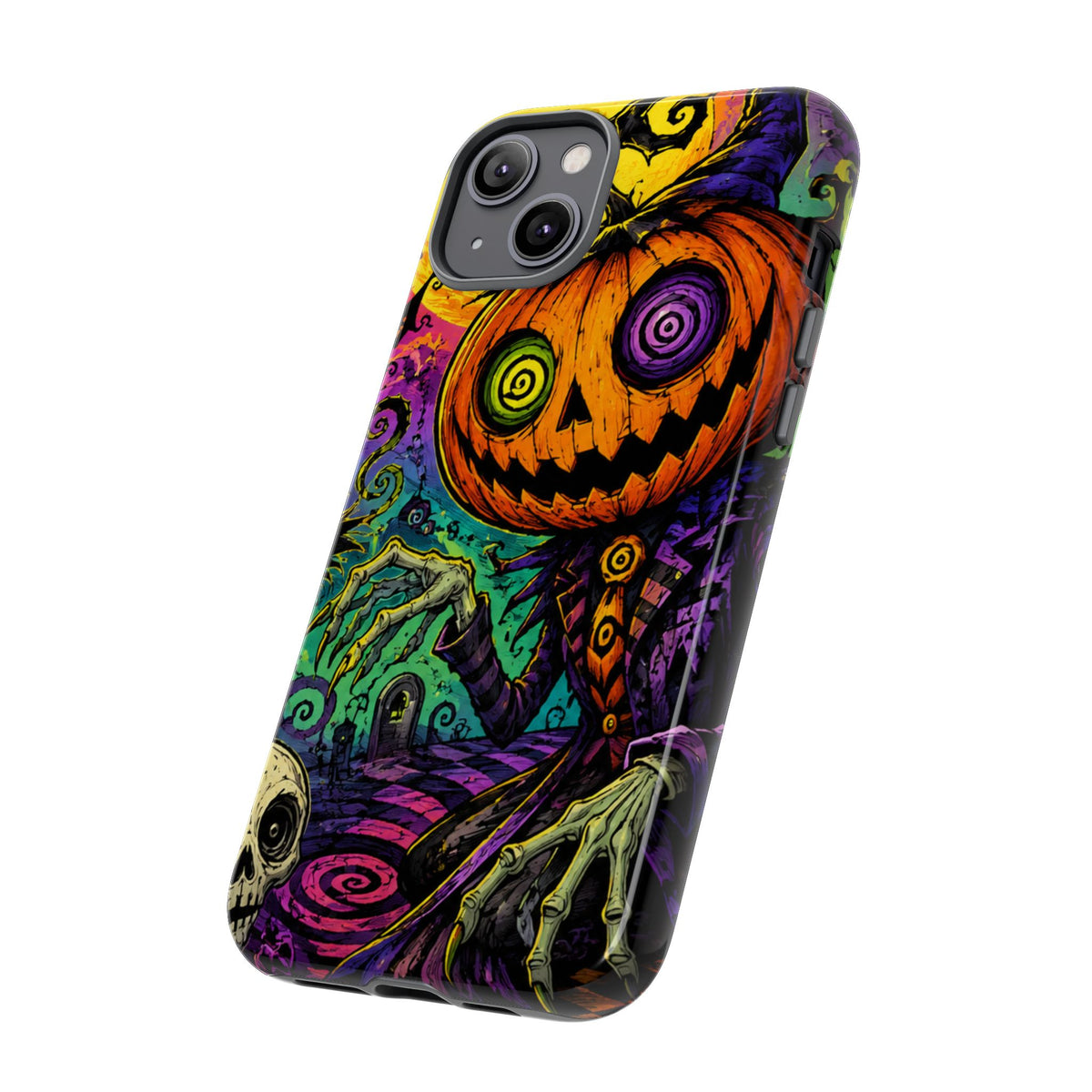 Halloween Pumpkin Skull Phone Case — Psychedelic Jack-o'-Lantern Tough Case