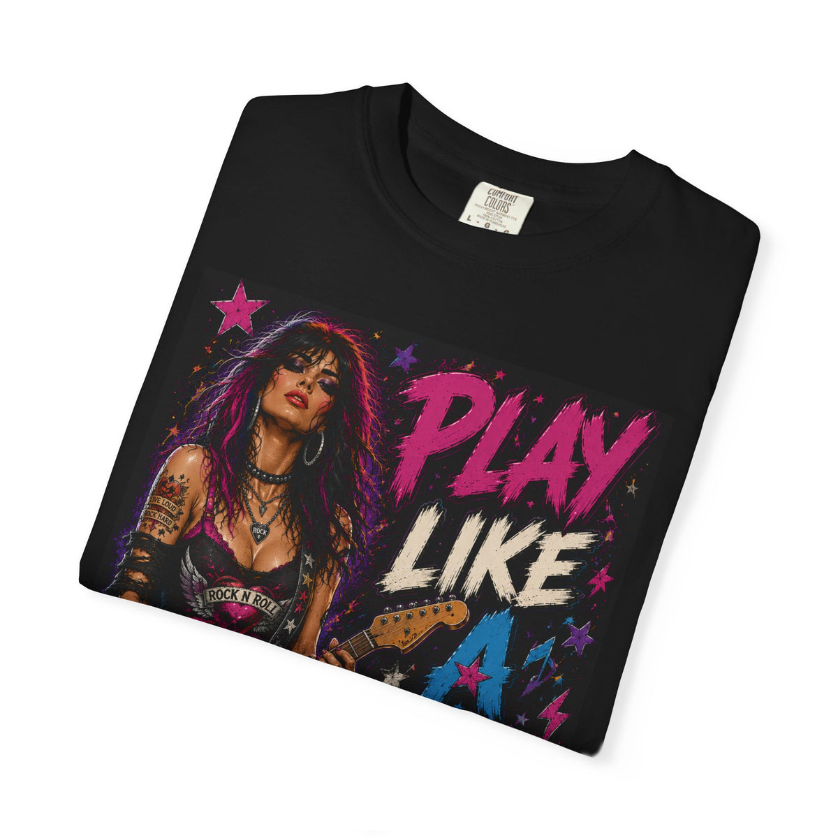 Play Like a Girl rock guitarist T-Shirt | Female Rocker Graphic Tee