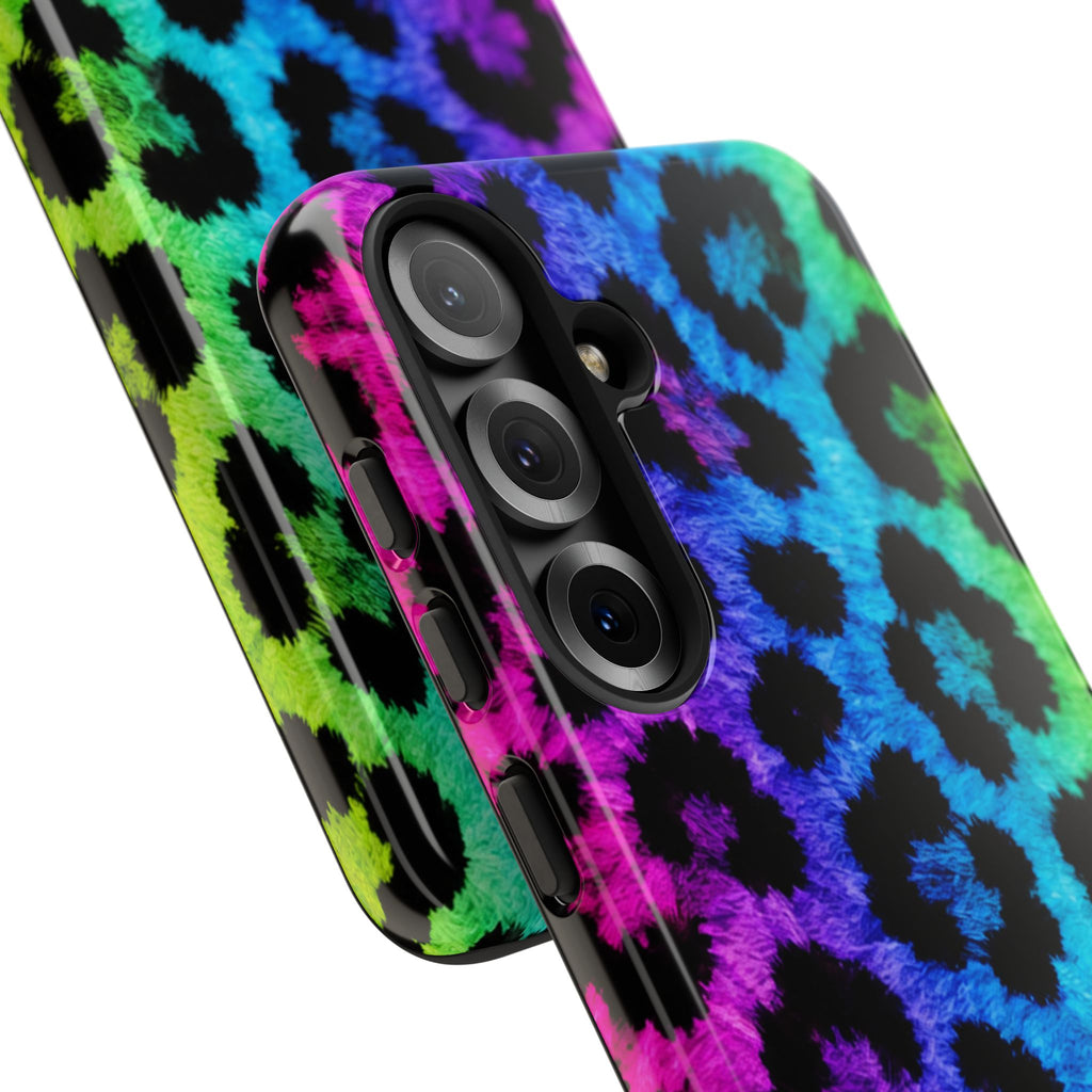 Neon Rainbow Leopard Tough Case – Colorful Animal Print Phone Cover