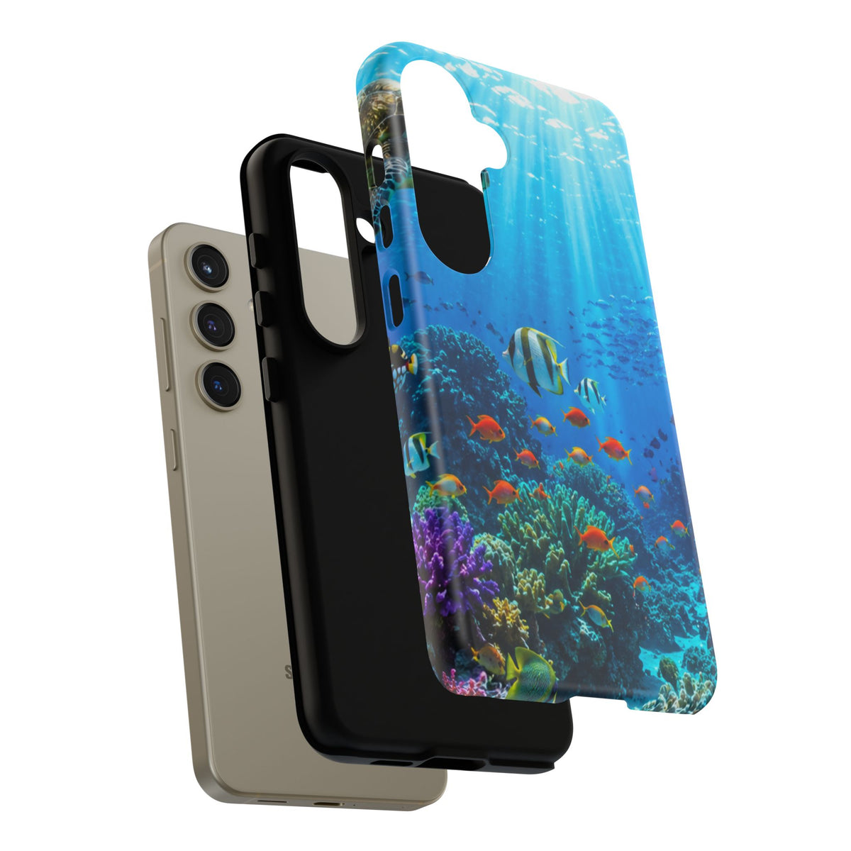 Underwater Ocean Life Tough Phone Case — Coral Reef & Sea Turtle Protective Cover